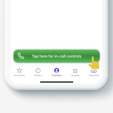 The PiPcall app in a call, with the in-call controls button highlighted.