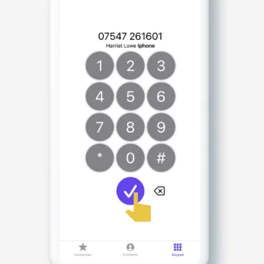 The dial pad, entering the destination number.